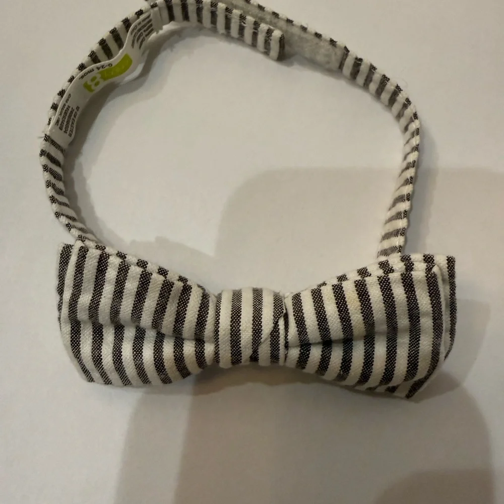 Crazy 8 Black and White Striped Kids Bow Tie